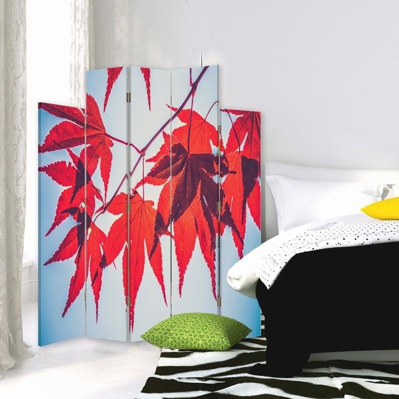 Decorative Aizslietnis, 5 paneļi, kanva, Red Leaves 
