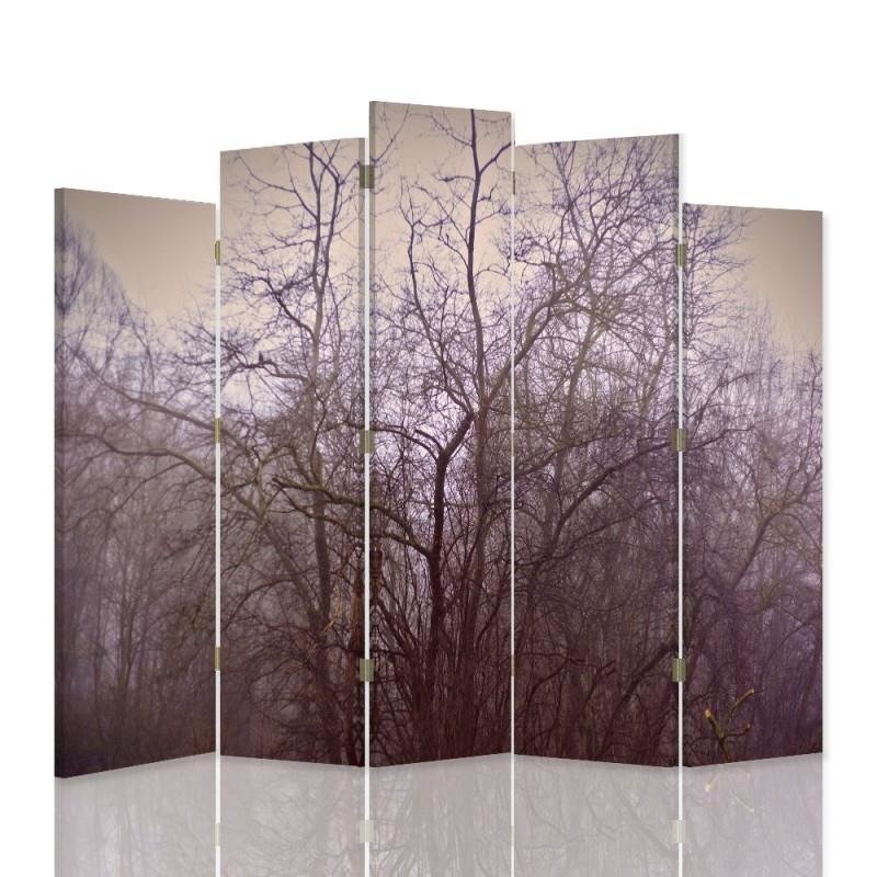 Decorative Aizslietnis, 5 paneļi, kanva, November Trees In The Fog 