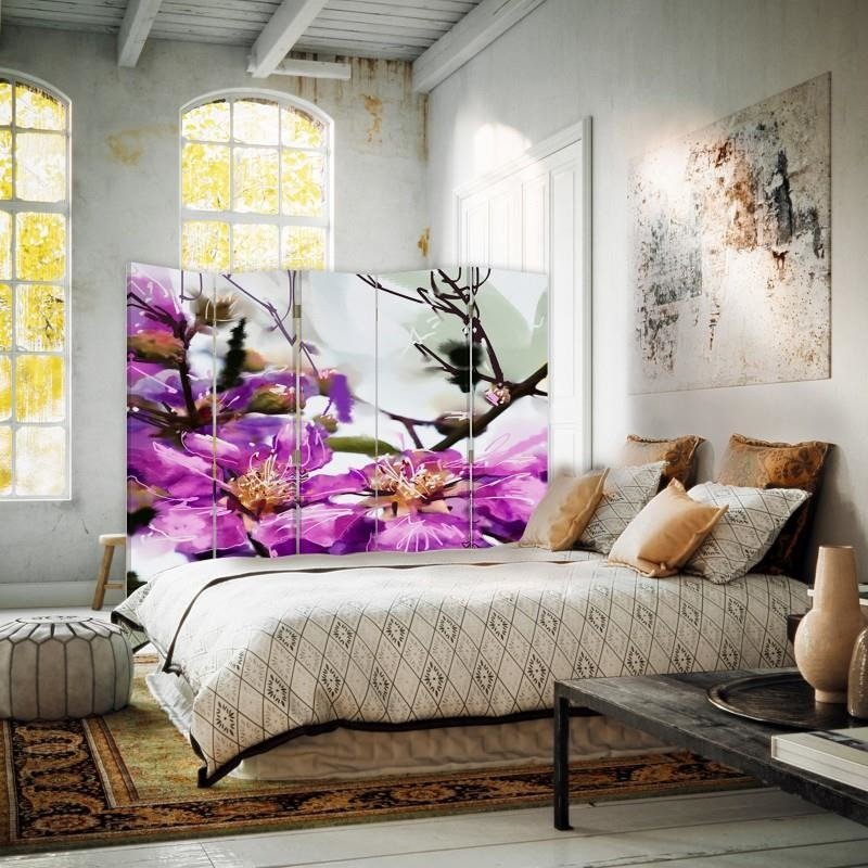 Aizslietnis, 5 paneļi, kanva, Purple Flower 2 