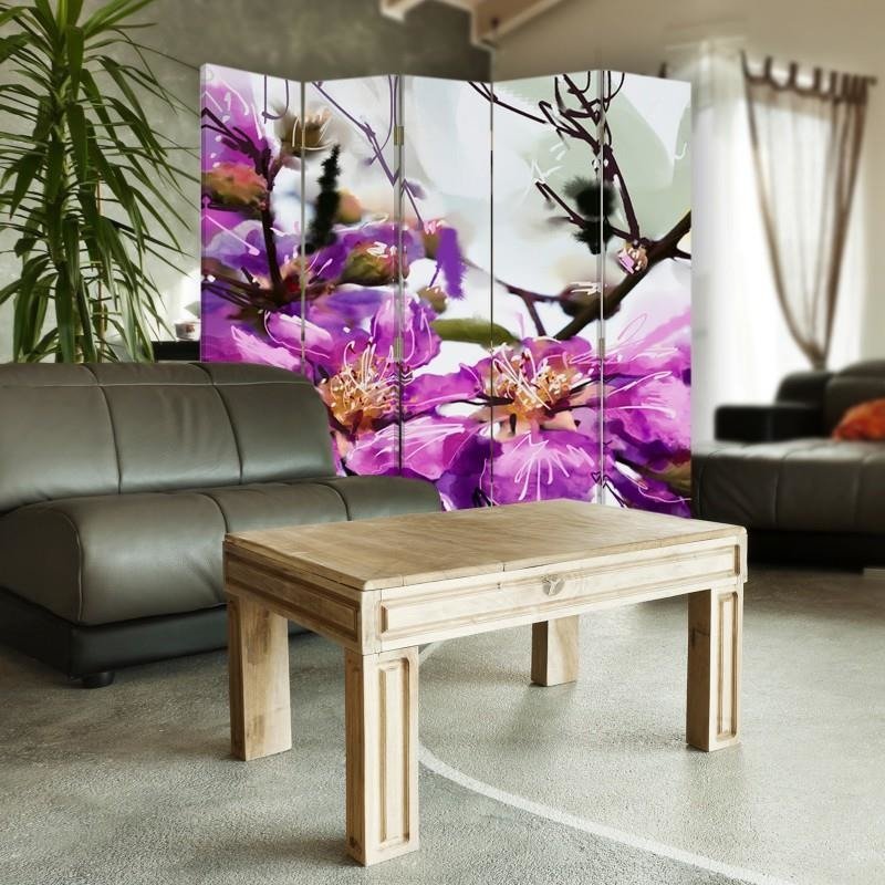 Aizslietnis, 5 paneļi, kanva, Purple Flower 2 