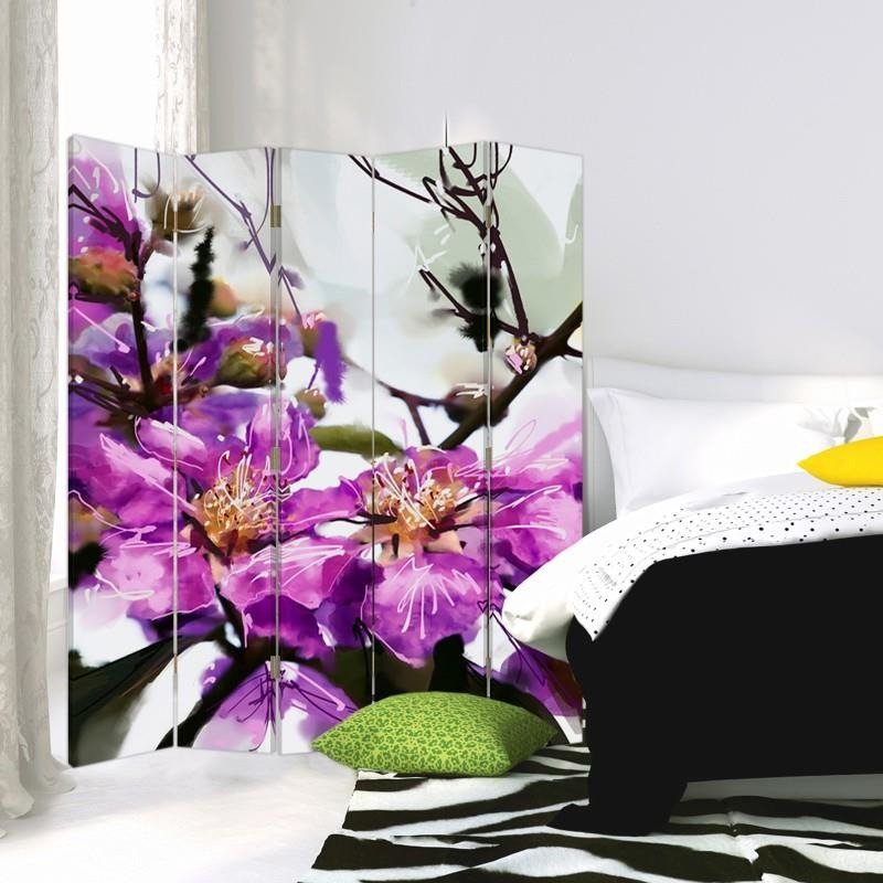 Aizslietnis, 5 paneļi, kanva, Purple Flower 2 