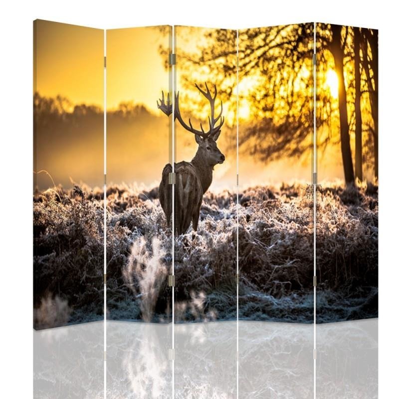Aizslietnis, 5 paneļi, kanva, Deer Sunset 