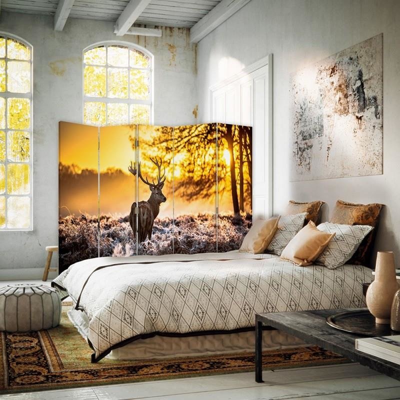 Aizslietnis, 5 paneļi, kanva, Deer Sunset 