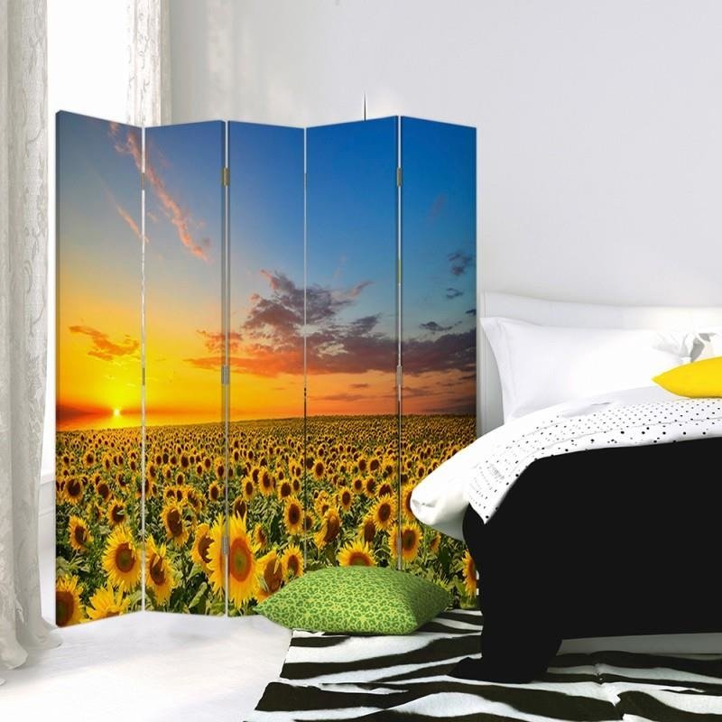 Aizslietnis, 5 paneļi, kanva, Landscape With Sunflowers 