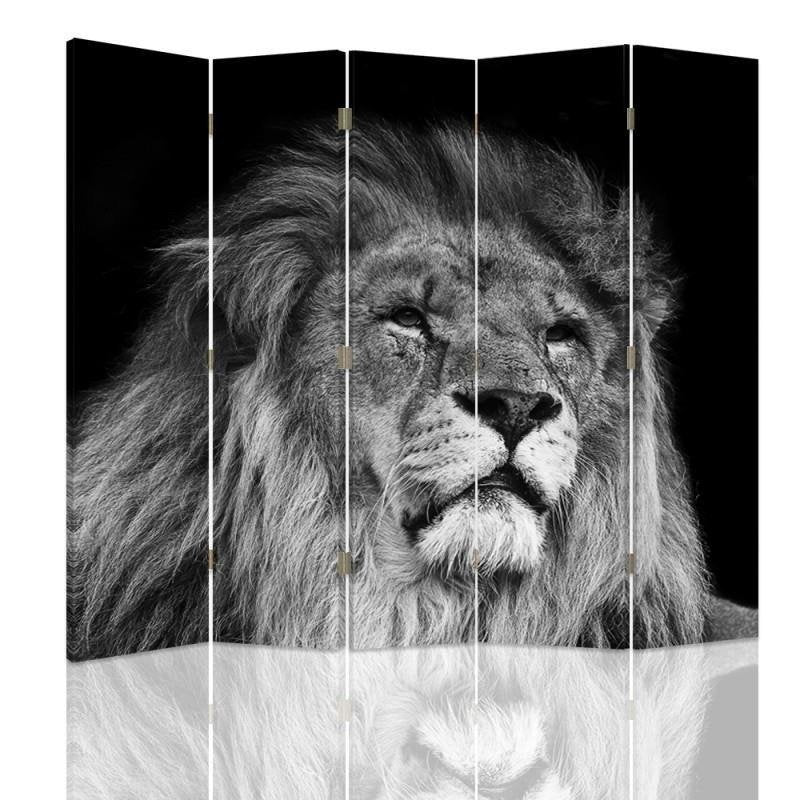 Aizslietnis, 5 paneļi, kanva, Lion In Gray 