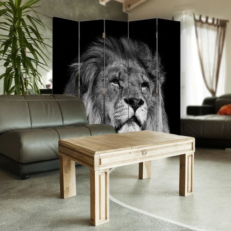 Aizslietnis, 5 paneļi, kanva, Lion In Gray 