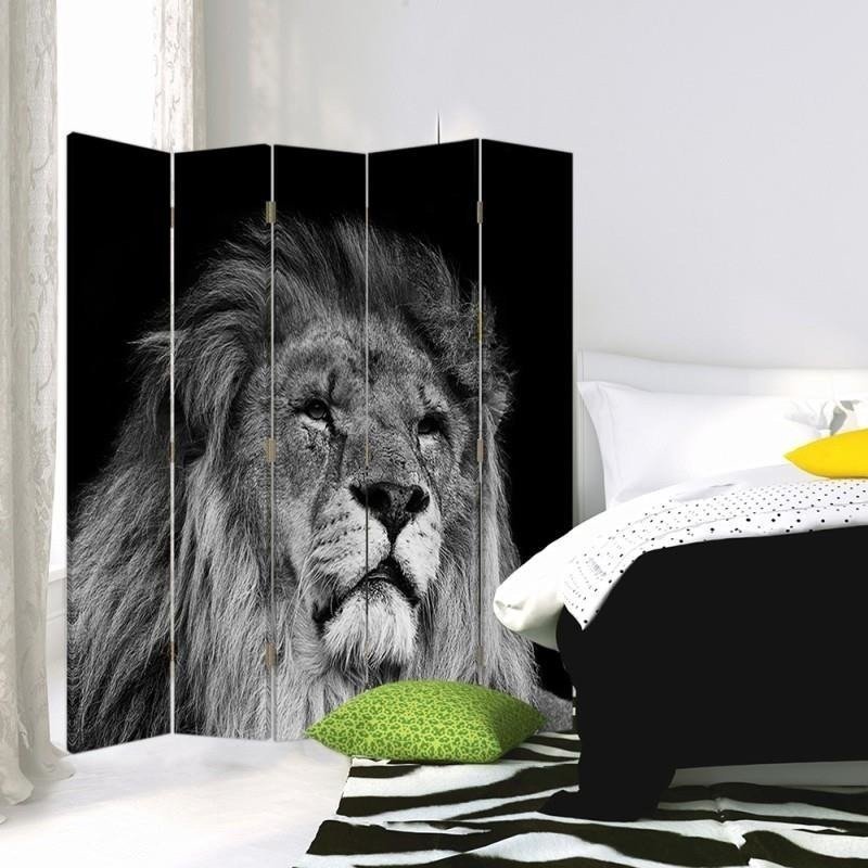 Aizslietnis, 5 paneļi, kanva, Lion In Gray 