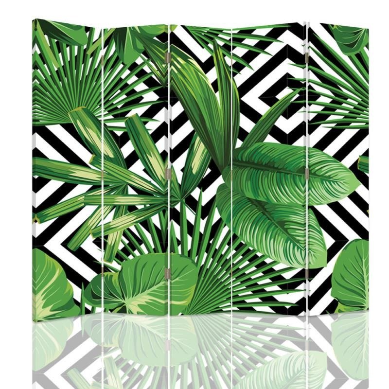 Aizslietnis, 5 paneļi, kanva, Leafy Composition 