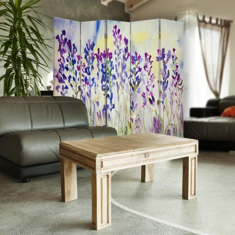 Aizslietnis, 5 paneļi, kanva, Painted Flowers On A White Background 