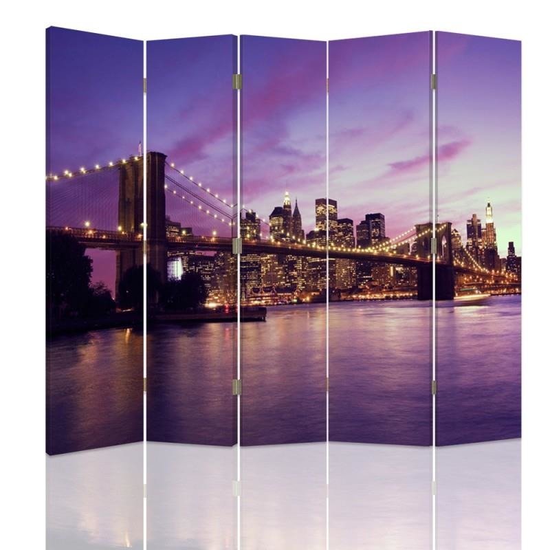 Aizslietnis, 5 paneļi, kanva, Manhattan At Sunset 