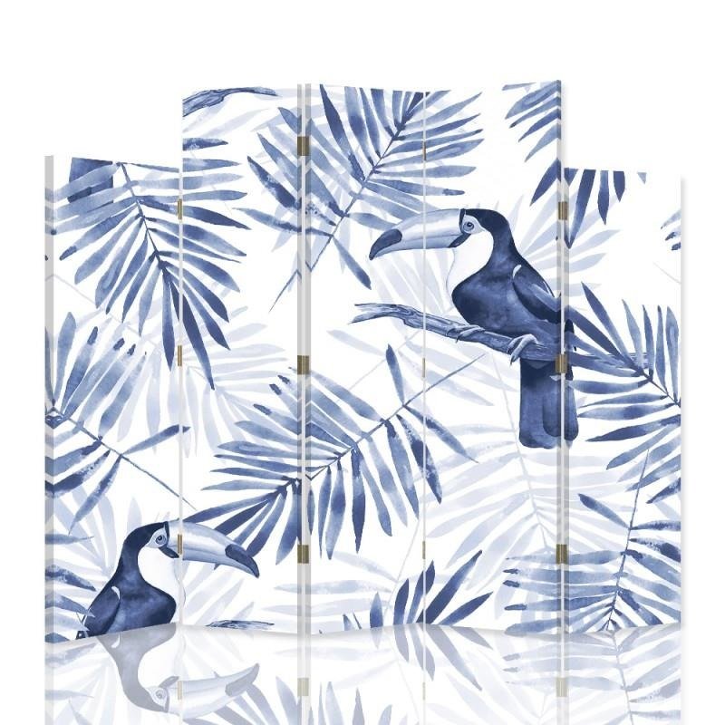 Decorative Aizslietnis, 5 paneļi, kanva, Blue Toucans 
