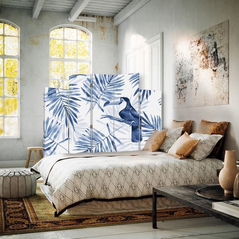 Decorative Aizslietnis, 5 paneļi, kanva, Blue Toucans 