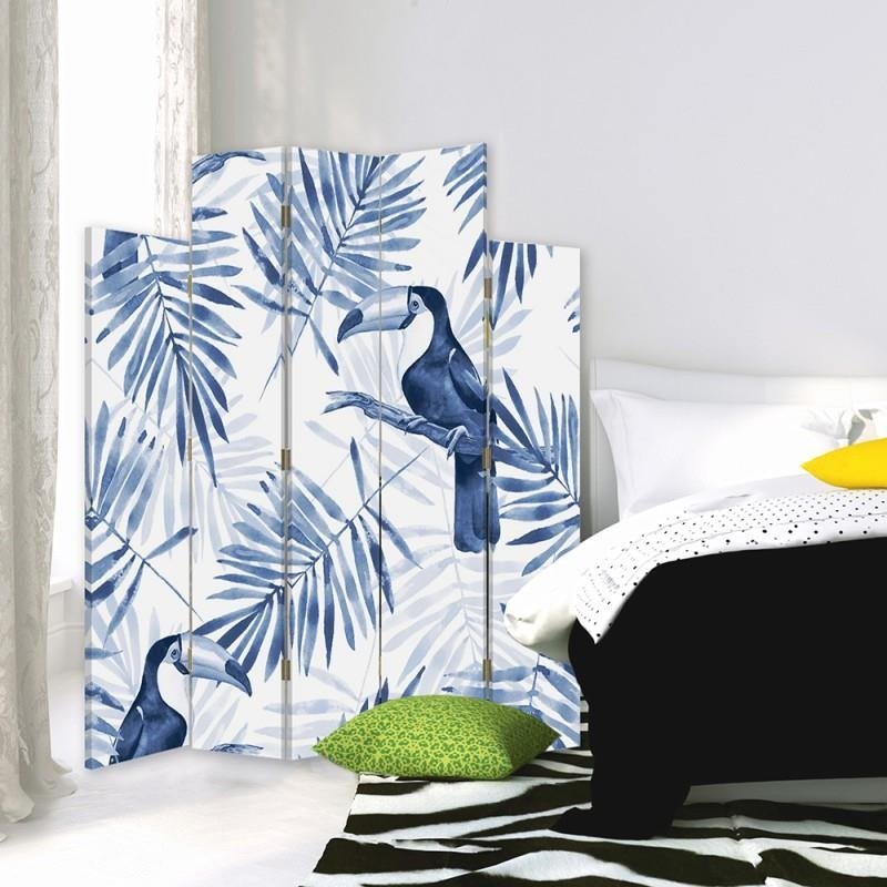Decorative Aizslietnis, 5 paneļi, kanva, Blue Toucans 