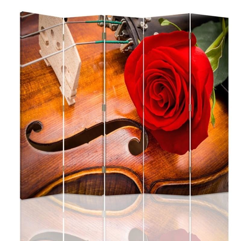 Aizslietnis, 5 paneļi, kanva, Rose On Violin 2 