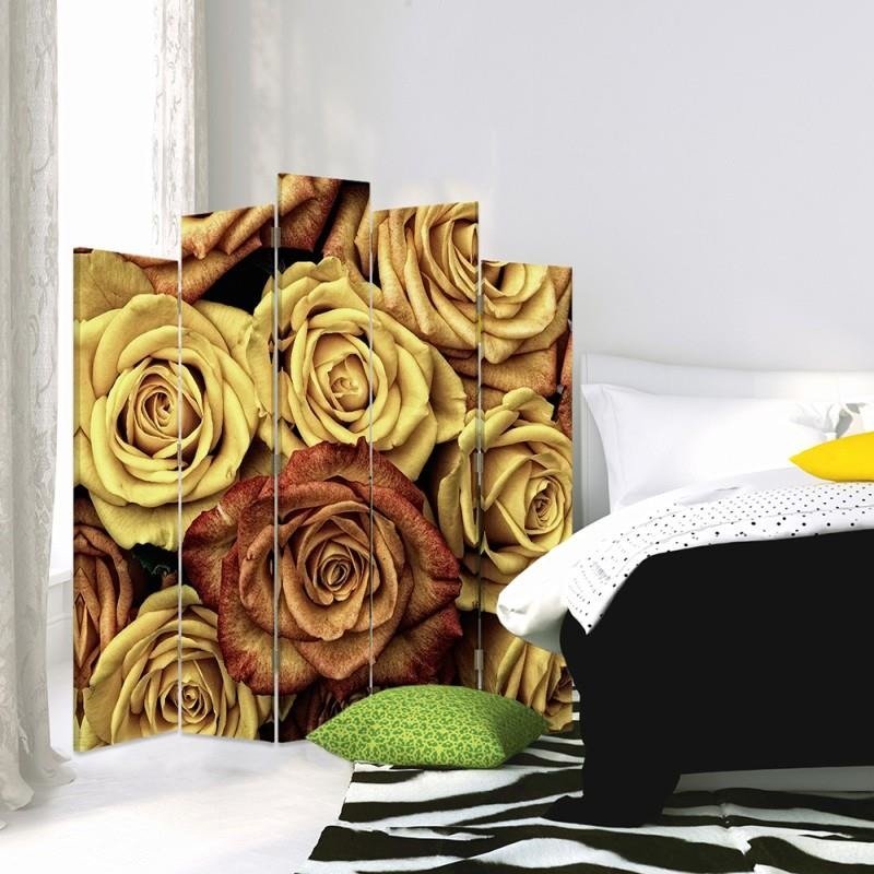 Decorative Aizslietnis, 5 paneļi, kanva, Tea Roses 
