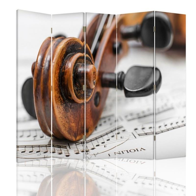 Aizslietnis, 5 paneļi, kanva, Violin On Music Sheet 
