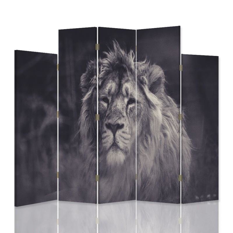 Decorative Aizslietnis, 5 paneļi, kanva, Old Lion 1 