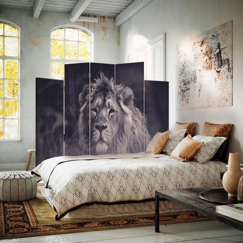 Decorative Aizslietnis, 5 paneļi, kanva, Old Lion 1 