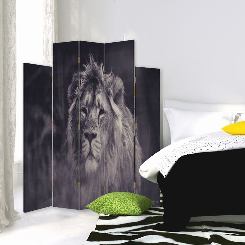 Decorative Aizslietnis, 5 paneļi, kanva, Old Lion 1 