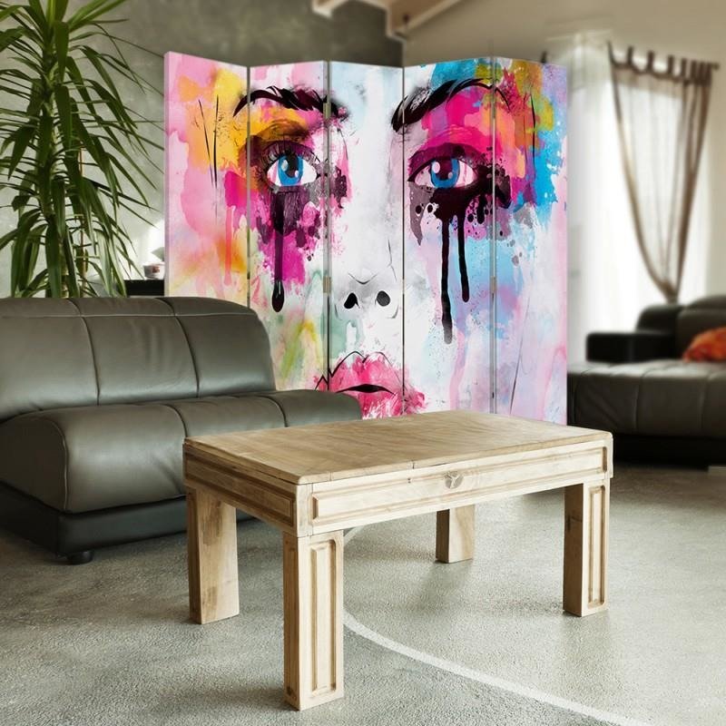 Aizslietnis, 5 paneļi, kanva, Face Of Paint Stains 