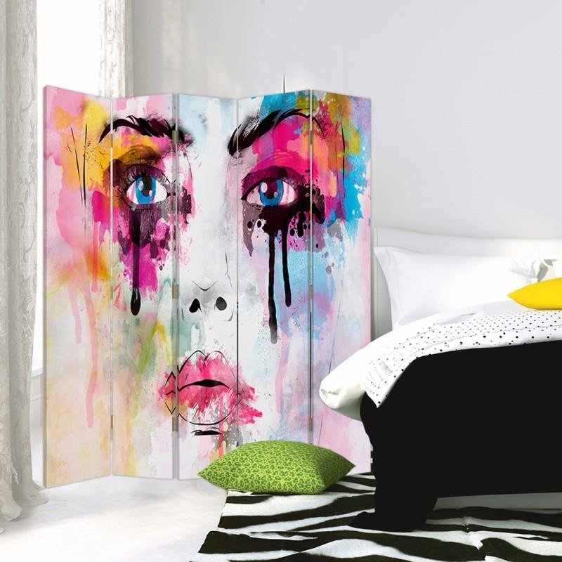 Aizslietnis, 5 paneļi, kanva, Face Of Paint Stains 
