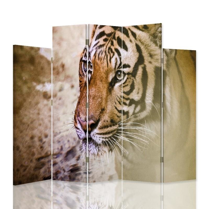 Decorative Aizslietnis, 5 paneļi, kanva, Tiger 