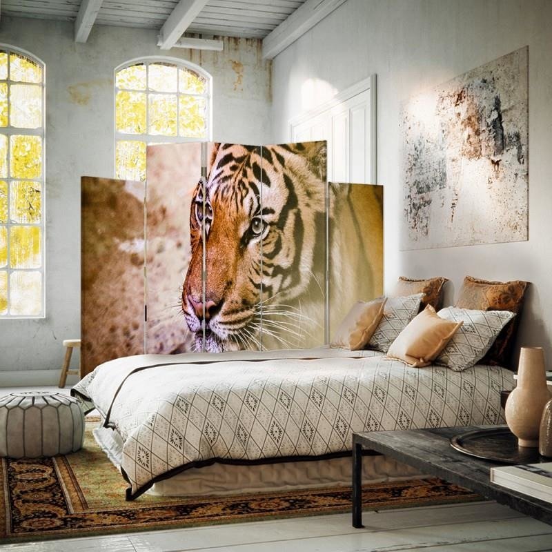 Decorative Aizslietnis, 5 paneļi, kanva, Tiger 