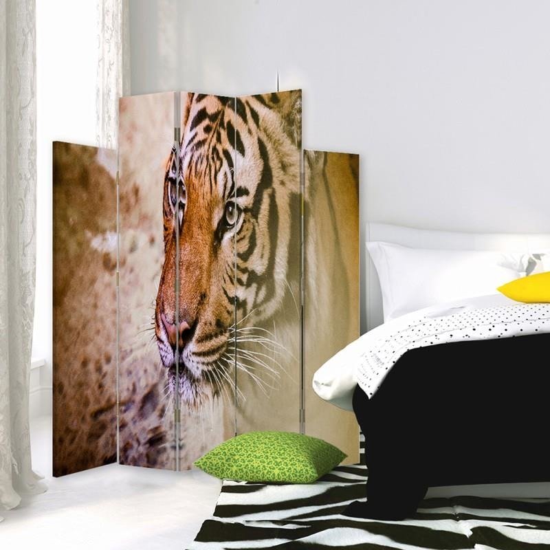 Decorative Aizslietnis, 5 paneļi, kanva, Tiger 