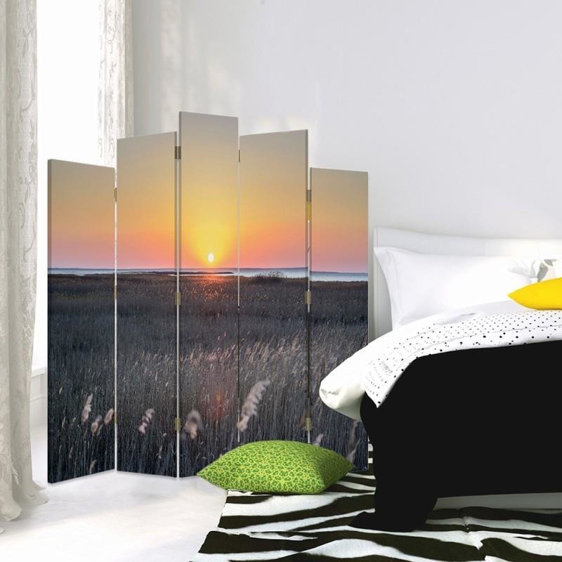 Decorative Aizslietnis, 5 paneļi, kanva, Sunset Over The Reeds 