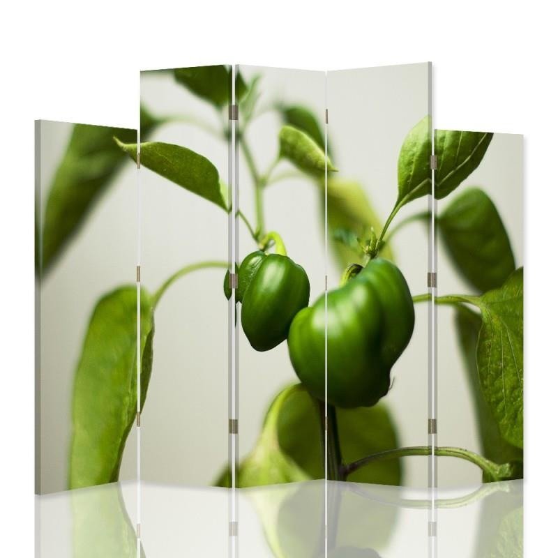 Decorative Aizslietnis, 5 paneļi, kanva, Green Peppers 