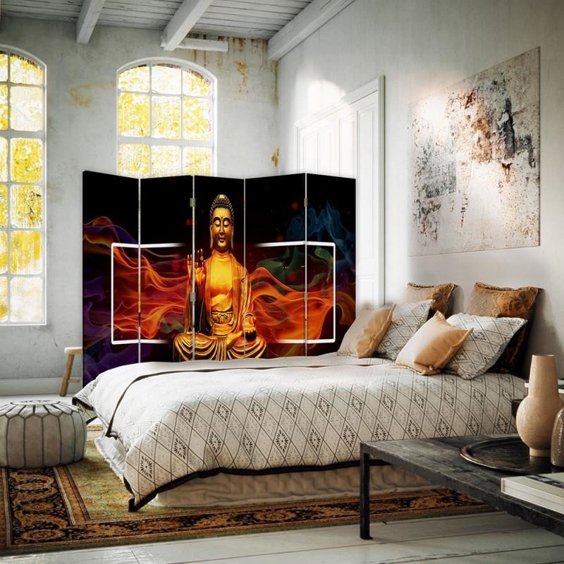 Aizslietnis, 5 paneļi, kanva, Golden Buddha 2 