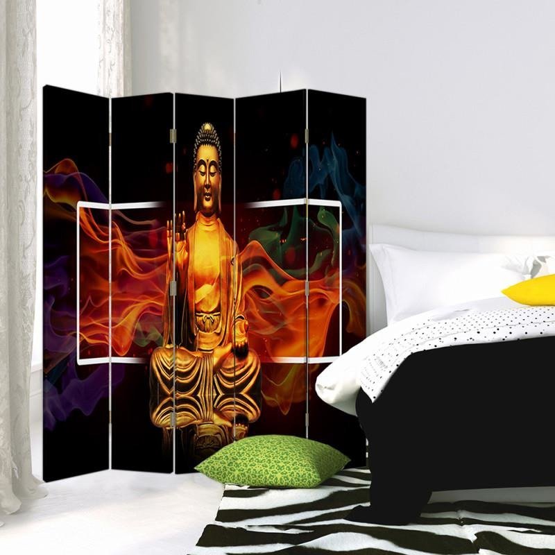 Aizslietnis, 5 paneļi, kanva, Golden Buddha 2 