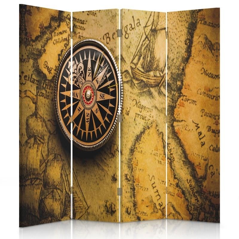 Aizslietnis, 4 paneļi, Divpusējs, Kanva, Compass On The Old Map 