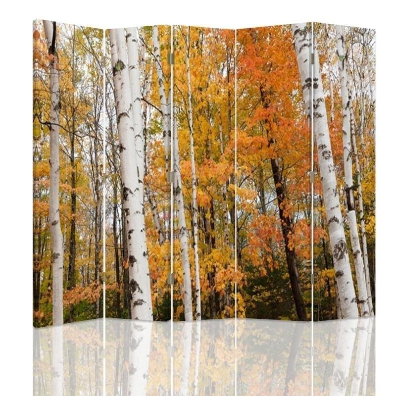 Aizslietnis, 5 paneļi, Divpusējs, kanva, Birch Forest In Autumn 