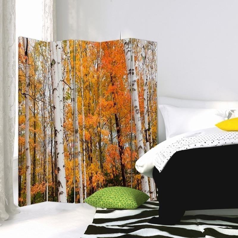 Aizslietnis, 5 paneļi, Divpusējs, kanva, Birch Forest In Autumn 