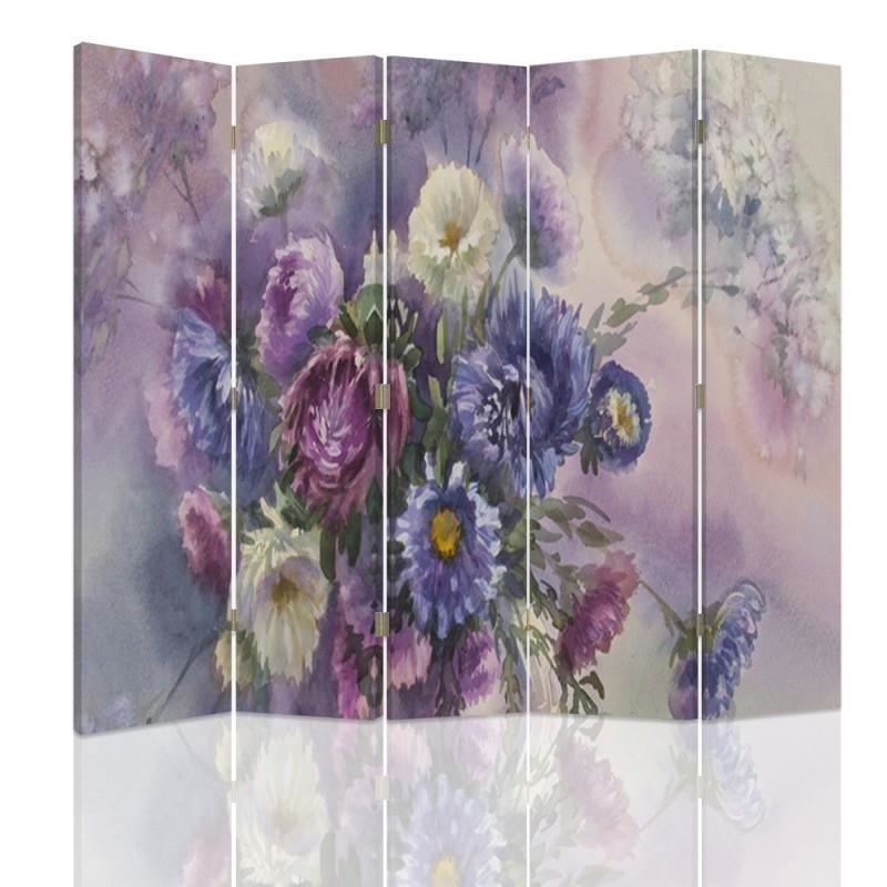Aizslietnis, 5 paneļi, Divpusējs, kanva, Bouquet Of Flowers 