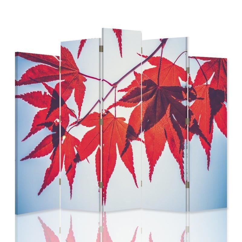 Decorative Aizslietnis, 5 paneļi, Divpusējs, kanva, Red Leaves 
