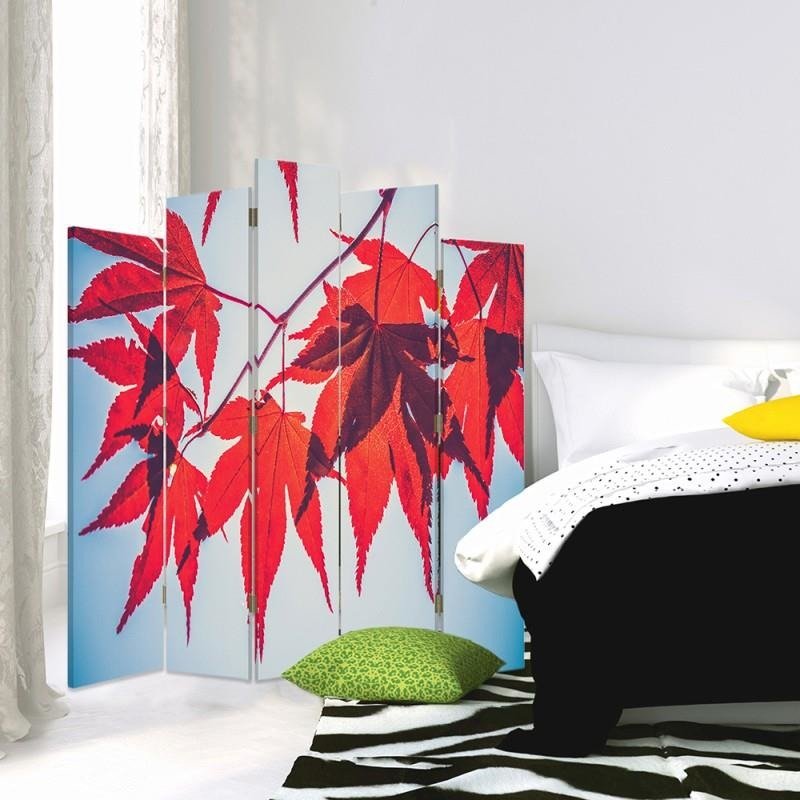 Decorative Aizslietnis, 5 paneļi, Divpusējs, kanva, Red Leaves 