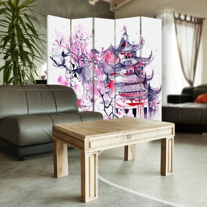 Aizslietnis, 5 paneļi, Divpusējs, kanva, Japanese Landscape 