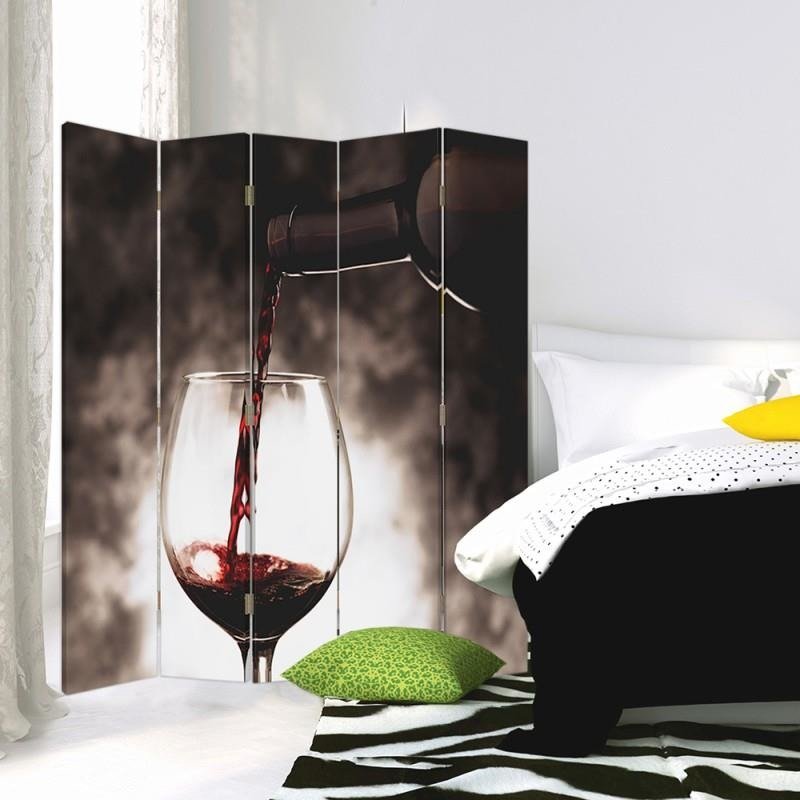 Aizslietnis, 5 paneļi, Divpusējs, kanva, Glass Of Wine 