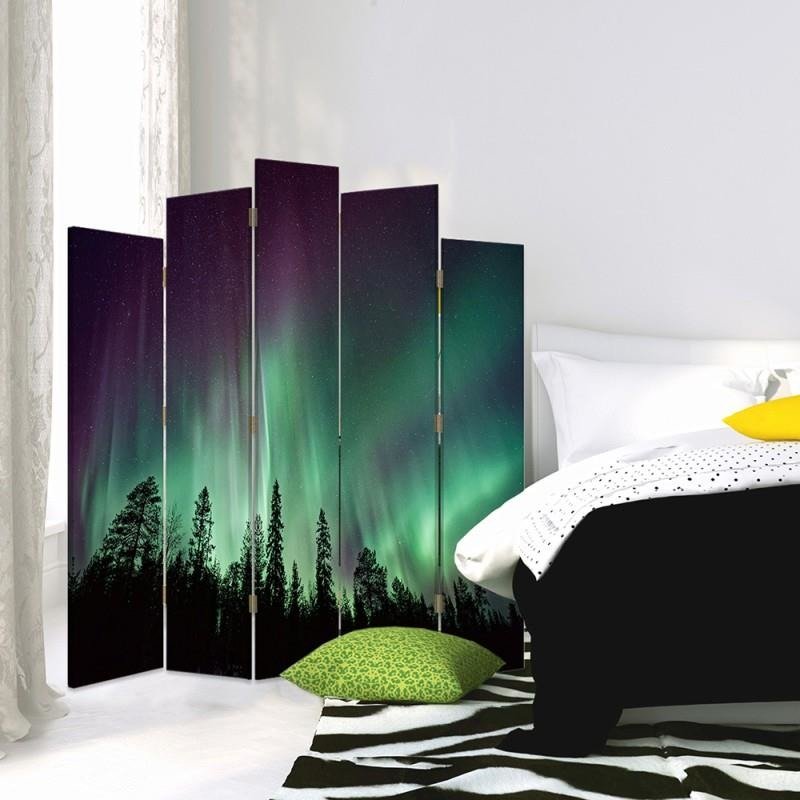 Decorative Aizslietnis, 5 paneļi, Divpusējs, kanva, Luna Over The Forest 