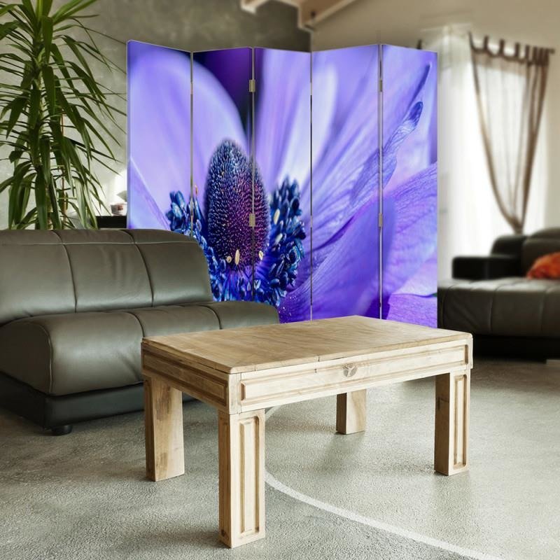 Aizslietnis, 5 paneļi, Divpusējs, kanva, Blue-Purple Flower 