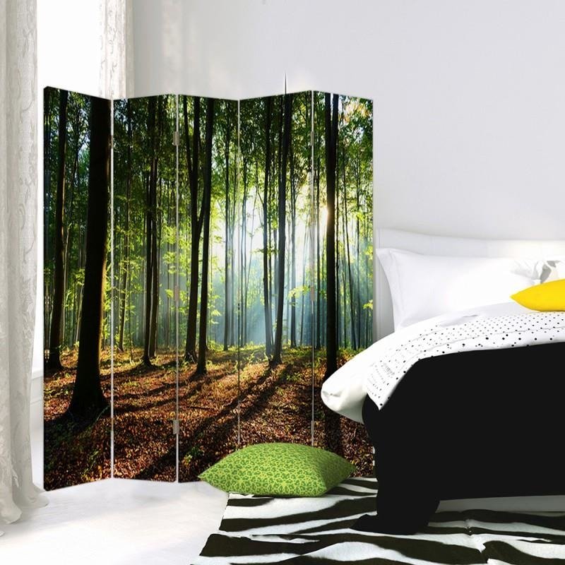 Aizslietnis, 5 paneļi, Divpusējs, kanva, Rays Of The Sun In The Forest 