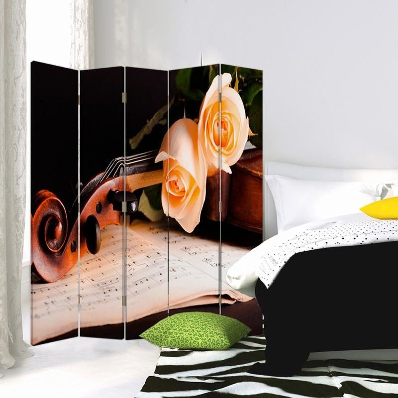 Aizslietnis, 5 paneļi, Divpusējs, kanva, Roses Violin 