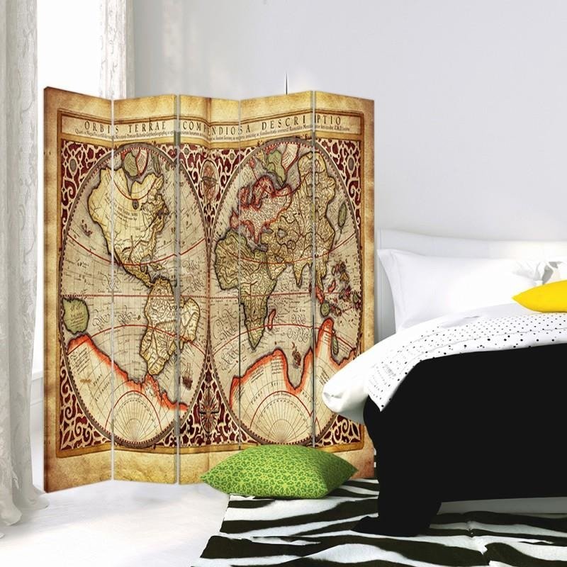 Aizslietnis, 5 paneļi, Divpusējs, kanva, Old World Map 
