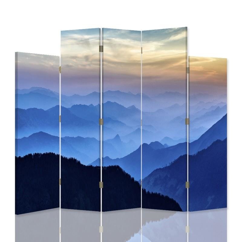Decorative Aizslietnis, 5 paneļi, Divpusējs, kanva, Panorama Of Mountains 1 