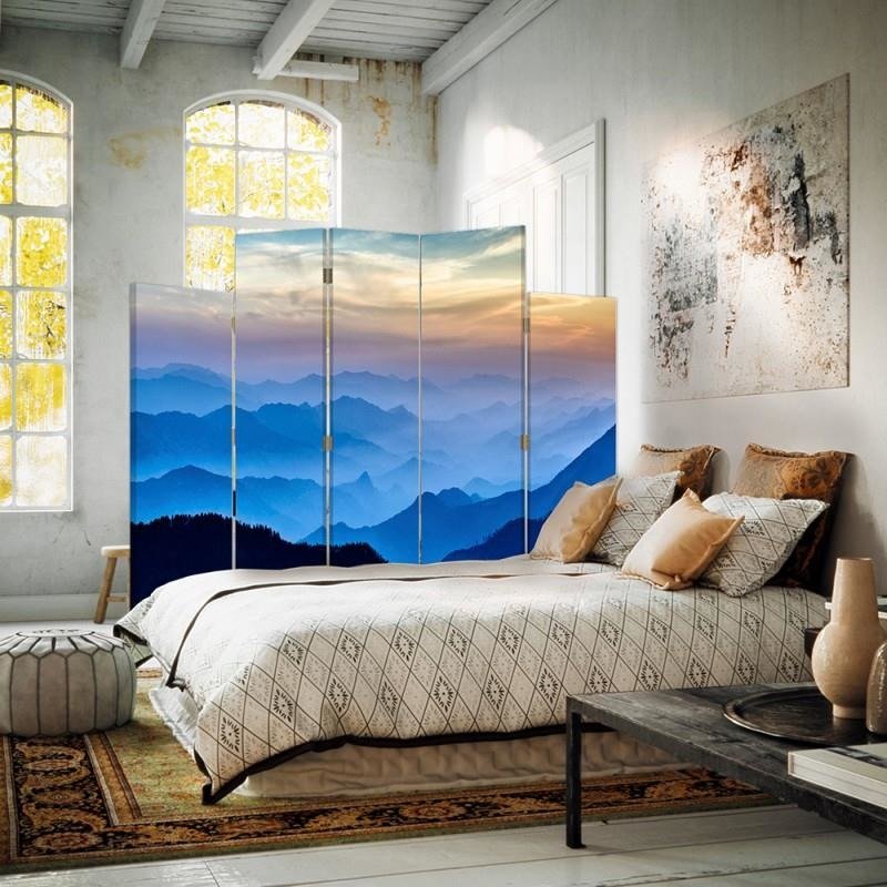 Decorative Aizslietnis, 5 paneļi, Divpusējs, kanva, Panorama Of Mountains 1 