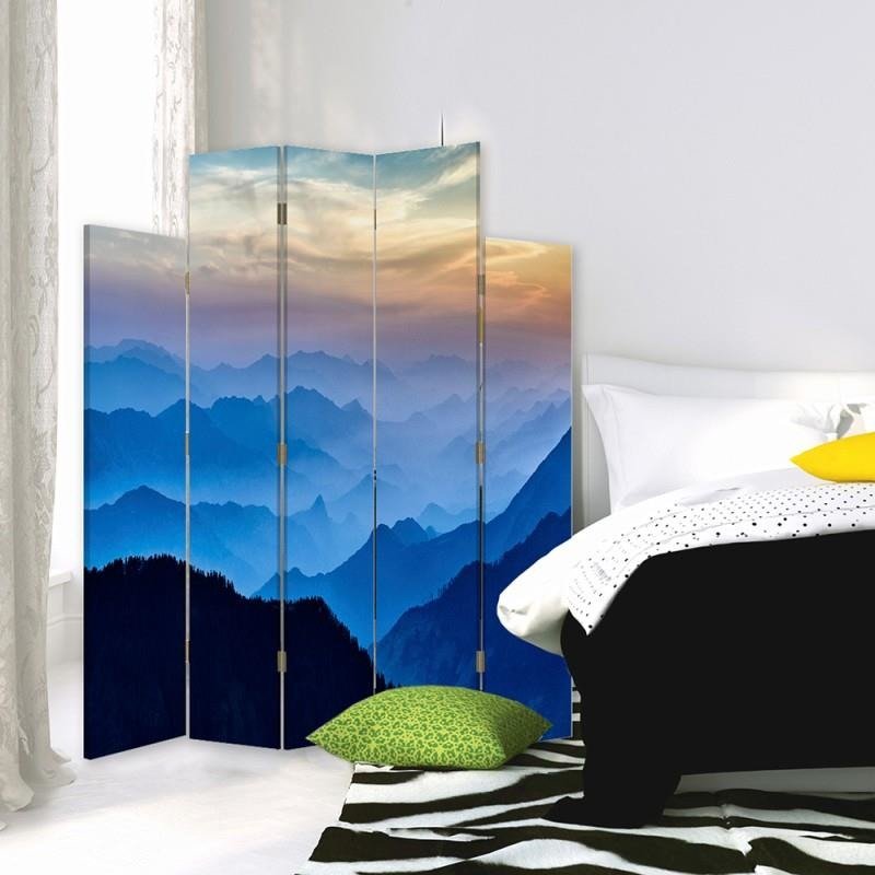 Decorative Aizslietnis, 5 paneļi, Divpusējs, kanva, Panorama Of Mountains 1 