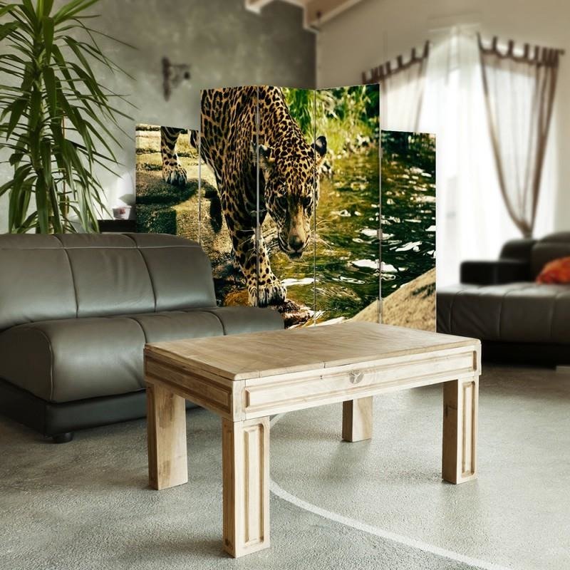 Decorative Aizslietnis, 5 paneļi, Divpusējs, kanva, Ocelot Over Water 