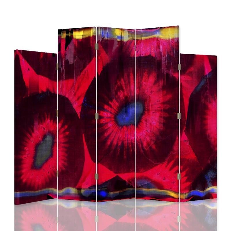 Decorative Aizslietnis, 5 paneļi, Divpusējs, kanva, Stylized Flowers 